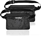 ivoler [2 Stück] wasserdichte Tasche Beutel Bauchtasche Handyhülle Schutzhülle Strand-Tasche für Geld, Kamera und Smartphones Ideal für Wassersport, Strand, Schwimmen, Bootfahren (Schwarz)