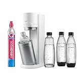 SodaStream Wassersprudler Duo mit CO2-Zylinder, 2X Glasflasche und 2X 1L spülmaschinenfeste Kunststoff-Flasche, Weiß, Höhe: 44 cm