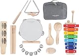 Classic Cantabile Kinder-Percussion Set - 13-Teiliges Percussion Set mit Glockenspiel, Tambourin aus Holz, Maracas, Triangel und Egg-Shaker - Ideal für Kindergarten und Musikalische Früherziehung