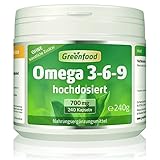 Omega 3-6-9, 700 mg, hochdosiert, 240 Softgel-Kapseln - reich an EPA, DHA. Gut für Herz, Kreislauf und die Cholesterinwerte. OHNE künstliche Zusätze. Ohne Gentechnik.