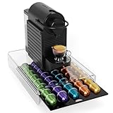 LifeMoreasy Transparenter Kapselhalter- Kaffee Aufbewahrung Schubladenbox für Original Nespresso Kapseln - Organizer für 40 Kapsel, Fließender Auszieh-Design, Robuste Kapselmaschine Ständer