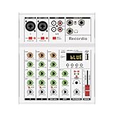 Rkbcjqa -A4 Professionelle Tragbare Digitale DJ-Konsole mit USB-Mixer, Live-Gesang, Audio-Mixer, Weiß, 1 Stück