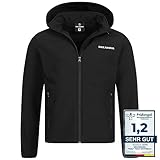 Kirkjubøur® Hestur Herren SOFTSHELLjacke 10.000 mm Wassersäule mit Kapuze und Fleecefutter, atmungsaktiv und wasserabweisend mit Stehkragen, Outdoor (as3, alpha, xx_l, regular, regular, Schwarz)