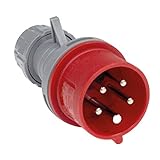 as - Schwabe CEE Phasenwendestecker 400V/16A/5-polig - Starkstrom Stecker mit Schraubkontakt für Leistungsanschluss - Stromstecker Schlagfest - Spritzwassergeschützt IP44 - Rot/Grau, 60460