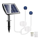 FLOWood Solar Teichbelüfter, 2,5W Solarmodul Sauerstoffpumpe für Teich mit 2200mAh Akku, 54 l/h Luft, 2 in 1 Luftpumpe Aquarium Oxygenator mit Sauerstoffrohr und Luftblasenstein für Teich Pool