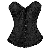 flintronic Damen Vollbrust Corsage, Bustier Lingerie, Korsett Top Gothic Vintage Corsagen, Schleife Design Corset