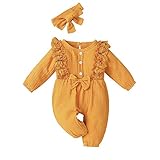 puseky Baby Mädchen Set Baby Mädchen Herbst Outfits Baumwolle Leinen Jumpsuit