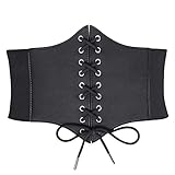 JasGood Damen Korsett Gürtel Schnürkorsett Elastischen Breiten Band, Gebundener Waspie Taille Gürtel Hüftgurt für Damen,Schwarz,73cm(Anzug für Taille 66cm-74cm)