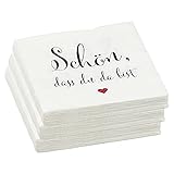 Servietten 60er Set │ Motiv Sprüche 'Schön dass du da bist' │ 3lagige Papierserviette 33x33cm │stoffähnlich Tuch Partyzubehör (60er Set Serviette 'Schön dass du da bist')