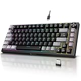 KOORUI Mechanisch Tastatur, Gaming Tastatur Kabellos/Kabelgebunden/Bluetooth 26 RGB Wiederaufladbare 4000mAh Batterie 82 Tasten Deutsches Layout QWERTZ für Windows MacOS Linux-Blauer Schalter