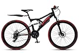 WYNN Mountainbike Fully 26 Zoll FLY1.0 schwarz-rot Rahmenhöhe 46 cm Damen Herren 21 Gänge mech. Scheibenbremse