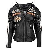 Urban Leather Damen damen motorradjacke mit protektoren, Schwarz, M