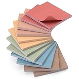 YISAN 600pcs Haftnotizen 76x76, Sticky Notes 12 Pads Selbstklebende Haftnotizen, Pastell-Vintage-Farben, Haftnotiz-Pad, 50 Blatt/Pad, 71112