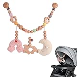 Zasjon Kinderwagenkette Holz Baby, Kinderwagen Kette für Babys, Kinderwagenspielzeug Mädchen Junge, Kinderwagen Zubehör Kinderwagenkette für Babys und Kleinkinder ab 0+ Monaten