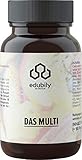 Multivitamin Kapseln von edubily®, Vitamine mit Mineralien, Mikronährstoffen & Spurenelementen wie Chrom, Jod, Kupfer, Mangan, Molybdän, PQQ, Q10, Selen, Zink ohne Eisen - 90 kleine Kapseln