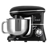 Küchenmaschine Knetmaschine, 6-Gang Küchenmaschine, 6.2L Kuchenmixer, Rührmaschine mit Schneebesen, Knethaken, Geeignet zum Backen, Kuchen, 1500W LCD (Schwarz)