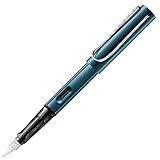 LAMY AL-star leichter Füllhalter 0D4 aus Aluminium in petrol mit ergonomischem Griff und polierter Stahlfeder Strichbreite Mittel, inkl. Tintenpatrone T 10 blau