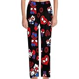 𝗛𝗲𝗹𝗹𝗼 𝗞𝗶𝘁𝘁𝘆/𝗦𝗽𝗶𝗱𝗲𝗿𝗺𝗮𝗻 Pyjama Hose Damen Pyjamahose Lang Y2K Schlafhose Kawaii Cartoon Schlafanzughosen für Damen Bequem Womens Pyjama Hosen Teenager Mädchen Autumn Winter Geschenke