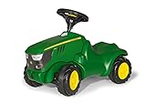 Rolly Toys 132072 Traktor Minitrac John Deere 6150R, Babyrutscher, Motorhaube öffenbar, Ablagefach unter Motorhaube, Lenkrad mit Hupe (für Kinder ab 1,5 Jahren, Farbe: Grün)