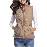 Generisch Weste Damen Baggy Ärmellos Passform Fleeceweste Warm Einfarbig Winterjacke mit Reißverschluss Winterweste Übergangsjacke Autumn Winter Longweste Mode Daunenweste Fleecejacke Pufferweste