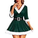 BIBOKAOKE Weihnachten Dessous Damen Sexy Unterwäsche Samt V-Ausschnitt Kostüm Cosplay Kleid Erotische Negligee Satin Nachtwäsche Reizwäsche Lingerie Weihnachts Outfit Sexy Weihnachtskostüm