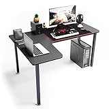 sogesfurniture Gaming Tisch großer Computertisch in L-Form, 156 x 110cm Eckschreibtisch PC Tisch Bürotisch Arbeitstisch mit Carbonfaser-Oberfläche, Mausunterlage, BHEU-TN-L160