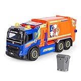 Dickie Toys - Volvo Giant Garbage Truck (55 cm) - extra-großes Müllauto mit Kippfunktion & Mülltonne, Spielzeug-Müllabfuhr für Kinder ab 3 Jahre mit Licht & Sound, inkl. Batterien