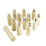 DRULINE Kubb Wikinger 13 TLG. - Wikingerspiel - Outdoor Spiel - skandinavisches Wurfspiel -Kegelspiel - naturbelassenes Holz - für Erwachsene und Kinder