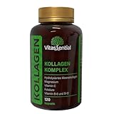 Vitassential Kollagen-Komplex - Hydrolysiertes Meereskollagen-Peptid mit Magnesium, Vitamin C, B6, B12, Folsäure - Marine Kollagen-Präparate für Gelenke, Haut, Haare und Nägel - 120 Kapseln