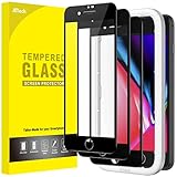 JETech Full Screen Schutzfolie für iPhone SE 3/2, iPhone 8/7 4,7 Zoll, Schwarzer Rand Panzer Schutz Glas Folie Displayschutz mit Einfaches Installationswerkzeug, HD Klar, 3 Stück (Schwarz)