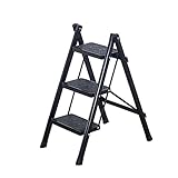 Indoor-Kletterhocker, Trittleiter, Sicherheits-Haushaltsleiter, Blumenregal, Tragbare Schuhbank, 3 Stufen Für Erwachsene Und Kinder, Indoor-Trittleiter, Küchenleitern (Color : Black, S (Black 64X40X