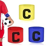 3 Stück Fußball Kapitänsbinde, Verstellbare Captain Armband, Multicolor Kapitäns Armbinden, Elastic Fußball Spielführer Armbinde, Klettverschluss Armbinden für Kinder,Erwachsene (Rot, Gelb, Blau)