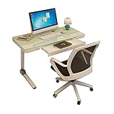 Gehärtetes Glas Schreibtisch Computeroberfläche Laptop Schreibtisch Studienbüro mit Drahtloch Moderne Workstation für Home Office (Farbe: weiß, Größe: 35,4*18,8 Zoll) (weiß 31,4*18,8 Zoll)