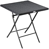 Casaria Poly Rattan Klapptisch Balkon Klappbar Wetterfest 63x63x73 cm Beistelltisch Balkontisch Gartentisch Camping