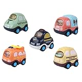 DRESSOOS 5st Cartoon-Auto Spielzeugautos Mit Reibungsantrieb Spielzeug Für Kinderautos - Hinteres Spielzeugauto Spielzeug Für Kinder, Mädchen Reibungs-Push-and-go-Spielzeug Plastik