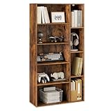 eSituro Bücherregal, offener Bücherschrank, mit 9 Fächern, freistehendes Regal, Standregal Büroregal, für Wohnzimmer Arbeitszimmer Büro, 80x150x30 cm, Rustikales Braun, SBKC0064