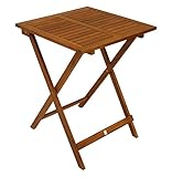 DEGAMO Bistrotisch Klapptisch Lima aus Akazien Holz quadratisch 60x60cm, geölte Oberfläche, klappbar