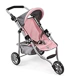 Bayer Chic 2000 - 61215 - Puppenbuggy Lola, Jogging-Buggy, Puppenjogger, Puppenwagen, Melange grau-rosa, 50 cm, 70 x 33 x 62 cm