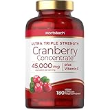 Cranberry Kapseln Hochdosiert 45000mg mit Vitamin C | 180 Vegane Konzentrat Tabletten | Preiselbeerextrakt Komplex mit Vitamin C | by Horbaach