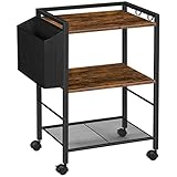 HOOBRO Druckertisch, Druckerständer mit Rollen, 3 Ebenen Druckerwagen, mit Verstellbaren Ablagen und Dokumentenkorb, 52 x 40 x 80,5 cm, für Büro und Zuhause EBF21PS01