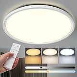 Aisutha LED Deckenleuchte, 24W 2800LM Deckenlampe Flach Dimmbar mit Fernbedienung, 3000K-6500K, IP54 Ultra Dünn Schlafzimmer Lampe für Wohnzimmer Kinderzimmer Küche Badezimmer