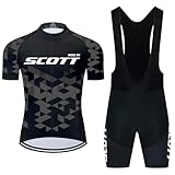 Moxilyn Fahrradtrikot Kurzarm Set für Herren Radtrikot T Shirt Radsport Radtrikot Set Fahrrad Trikot Kurzarm+Radhose mit 4D Gel,Ursprüngliche Gaze Radjacke und Radhose,MTB Radtrikot