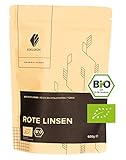 Edelgrün rote Linsen Bio 0,6 Kg - lentils rot 600g Bio Hülsenfrüchte geeignet für Nudeln Lasagne proteinreich Linse Linsennudeln Linsenmehl Linsenpasta Masala Dhal Mercimek Puy Curry Linse (600)