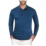 Herren-Sweatshirt, langärmelig, ultraweich, einfarbig, Knopf, V-Ausschnitt, Golf-Shirt, Uniform, Vordertaschen, intelligentes Freizeitkleid, atmungsaktiv, Sport-Top, leicht, bequem, Bluse, Basic,