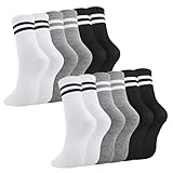 Utensilsto 6 Paare Socken Herren Damen, 38-43 Sportsocken Tennissocken Streifen Socken Baumwolle Sport Socken für Damen Herren