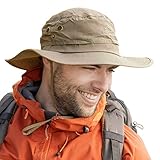 Comhats Großer Sonnenhut Herren L - XL, Breiter Krempe UV Safari Hüte für Sommer Outdoor Wandern Angeln Spazieren, Wasserdicht & Winddicht Khaki 60-63cm