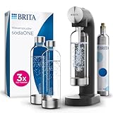 BRITA Wassersprudler sodaONE (schwarz) inkl. CO₂-Zylinder und 3 BPA-freien PET-Flaschen, Macht aus Leitungswasser prickelndes Sprudelwasser (bis zu 60l pro Zylinder)