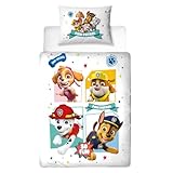 Paw Patrol Bettwäsche Bettbezug 100x135 40x60 100% Baumwolle · Babybettwäsche Kinderbettwäsche für Mädchen und Jungen · 1 Kissenbezug 40x60 + 1 Bettbezug 100x135 cm mit Reißverschluss