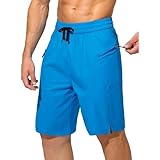 Tansozer Badeshorts Herren Schnelltrocknend Surfen Strandhose Badehosen für Herren Surf Shorts Freizeit Short Summer Short mit Reißverschlusstasche und Verstellbarem Tunnelzug Navyblau L