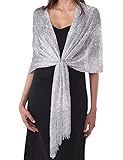 DiaryLook stola für abendkleid glitzer schal silber damen festlich 20er jahre silber kleid,Silber Grau